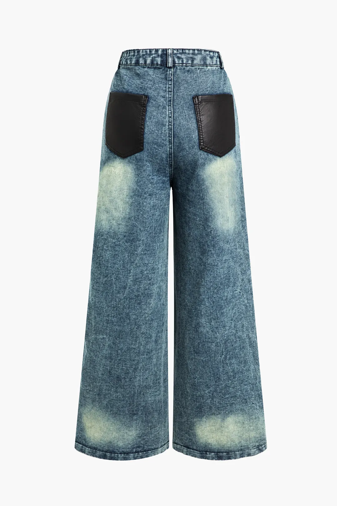 Faux læder patchwork brede ben jeans sold by Micas product image thumbnail 2