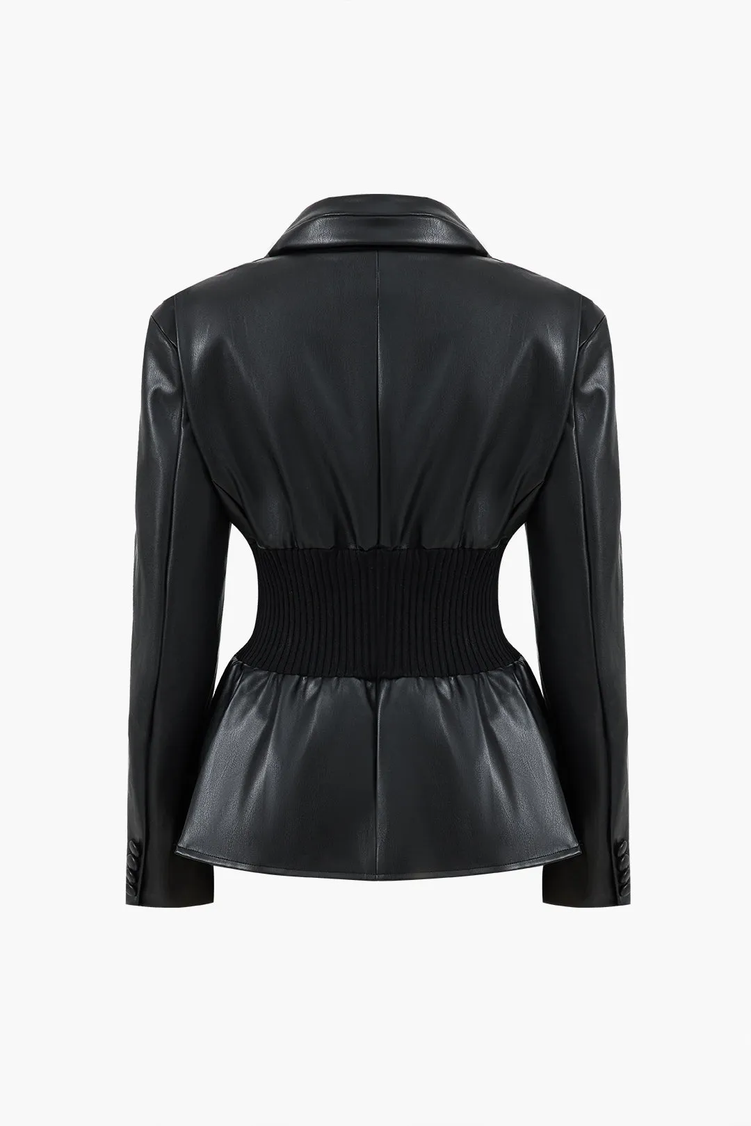 Faux læder knap patchwork blazer sold by Micas product image thumbnail 2