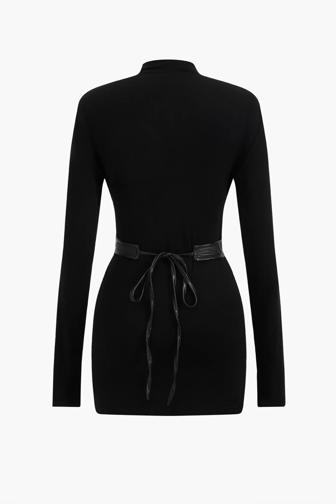 Faux læder patchwork mock hals mini kjole sold by Micas product image thumbnail 2