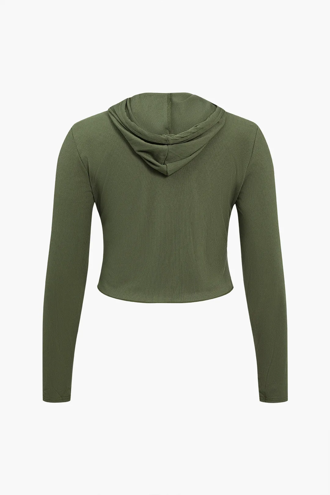 Plus Size Ribbed Cami Top And Zip-Up Hooded Top And Wide-Leg Pants Three-Piece Set sold by Micas product image thumbnail 5
