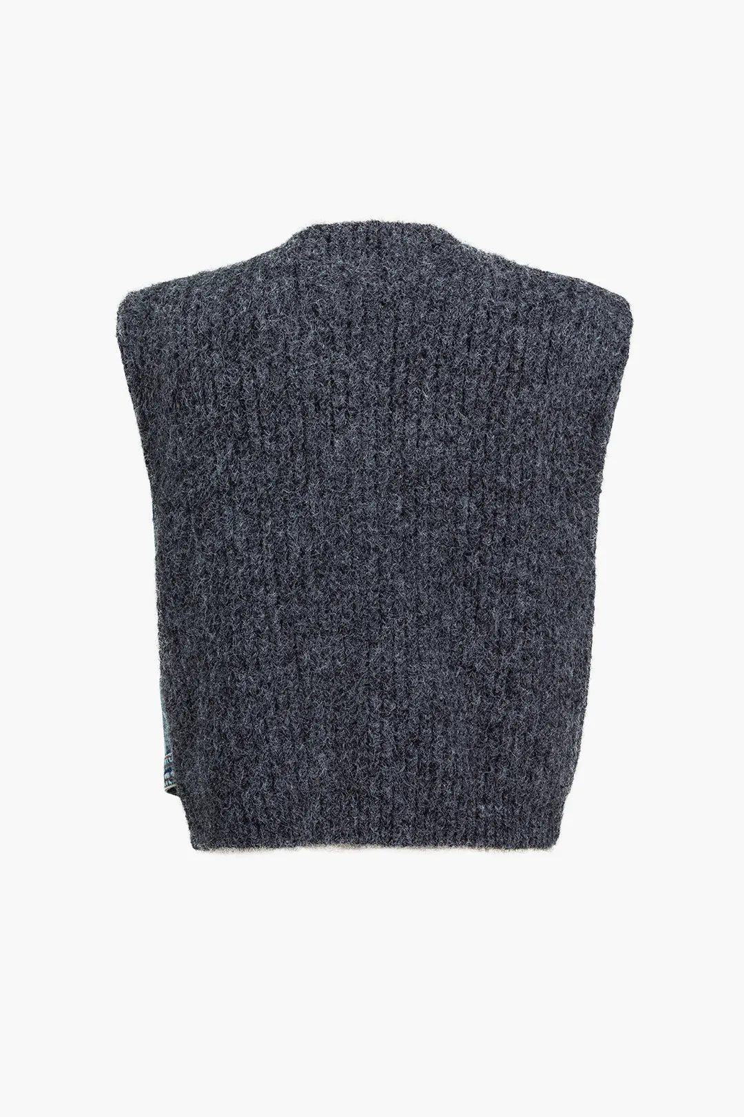 Denim patchwork asymmetrisk sweater vest sold by Micas product image thumbnail 2