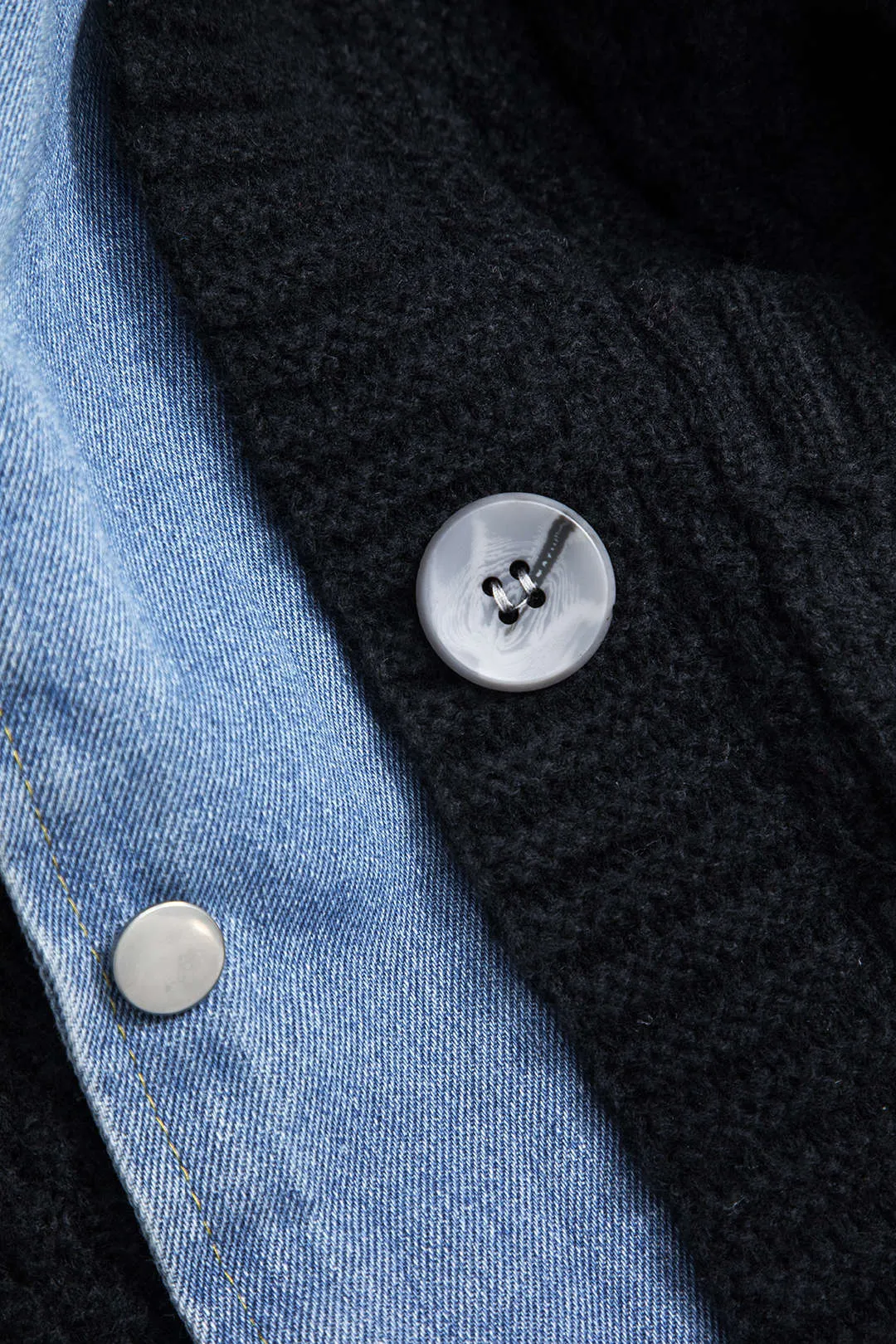 Plus Size Sweater Button Denim Patchwork Cardigan sold by Micas product image thumbnail 4