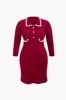 Plus Size Knit Button Fake Pocket Dress sold by Micas