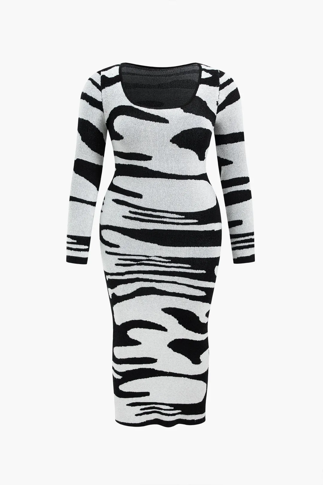 Plus Size abstrakt print sweater kjole sold by Micas