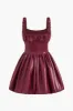 Faux Leather Ruched Tank Mini Dress sold by Micas
