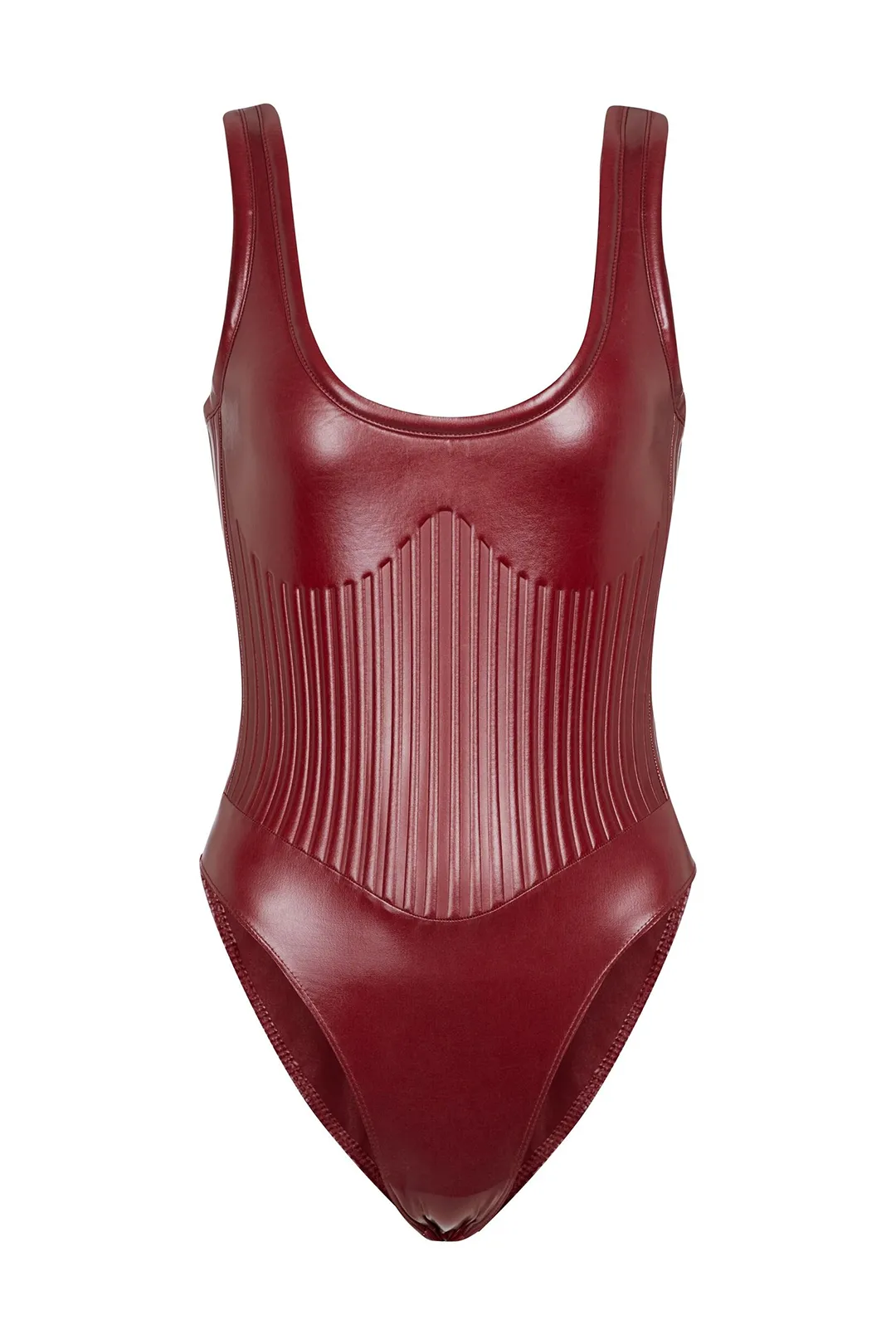 Basic ærmeløs imiteret læder bodysuit sold by Micas