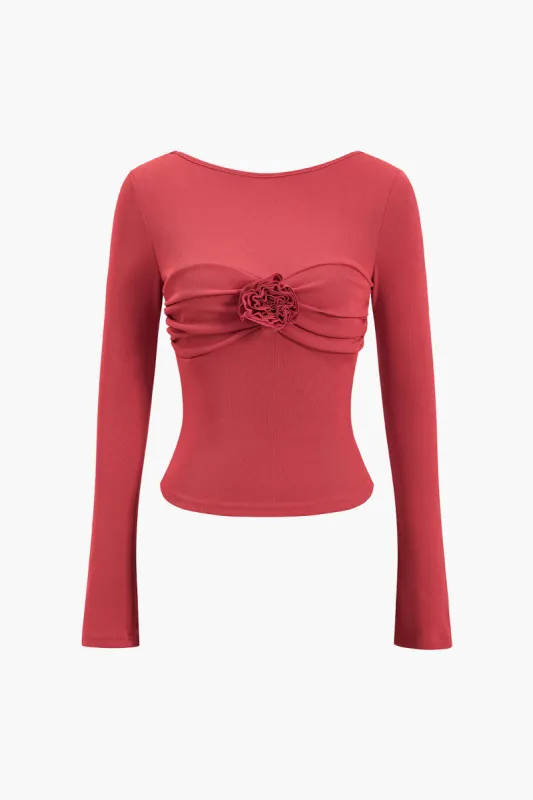3D blomstret rygløs langærmet top sold by Micas
