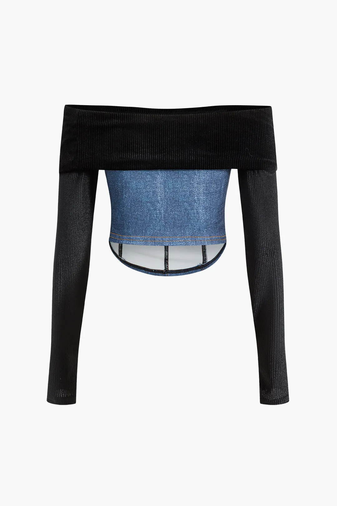 Off Shoulder Patchwork Skirt Set sold by Micas product image thumbnail 3