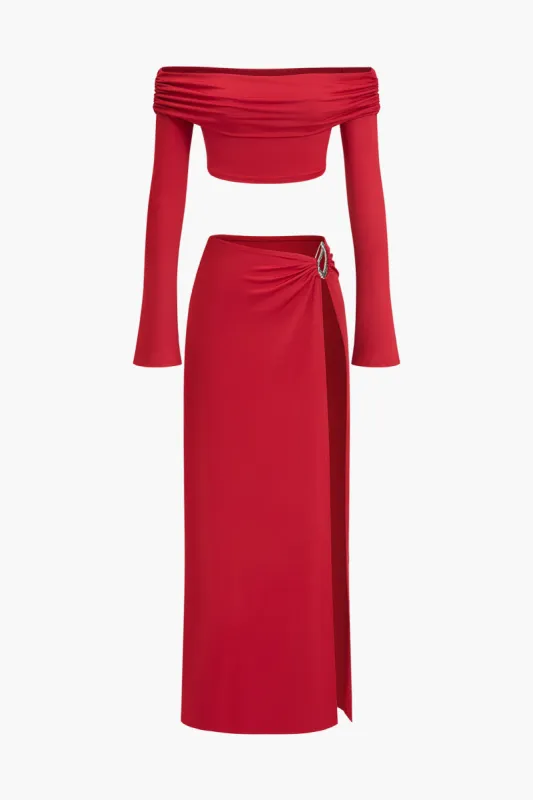 Fra skulderafgrøde top og højt spids nederdel sæt sold by Micas