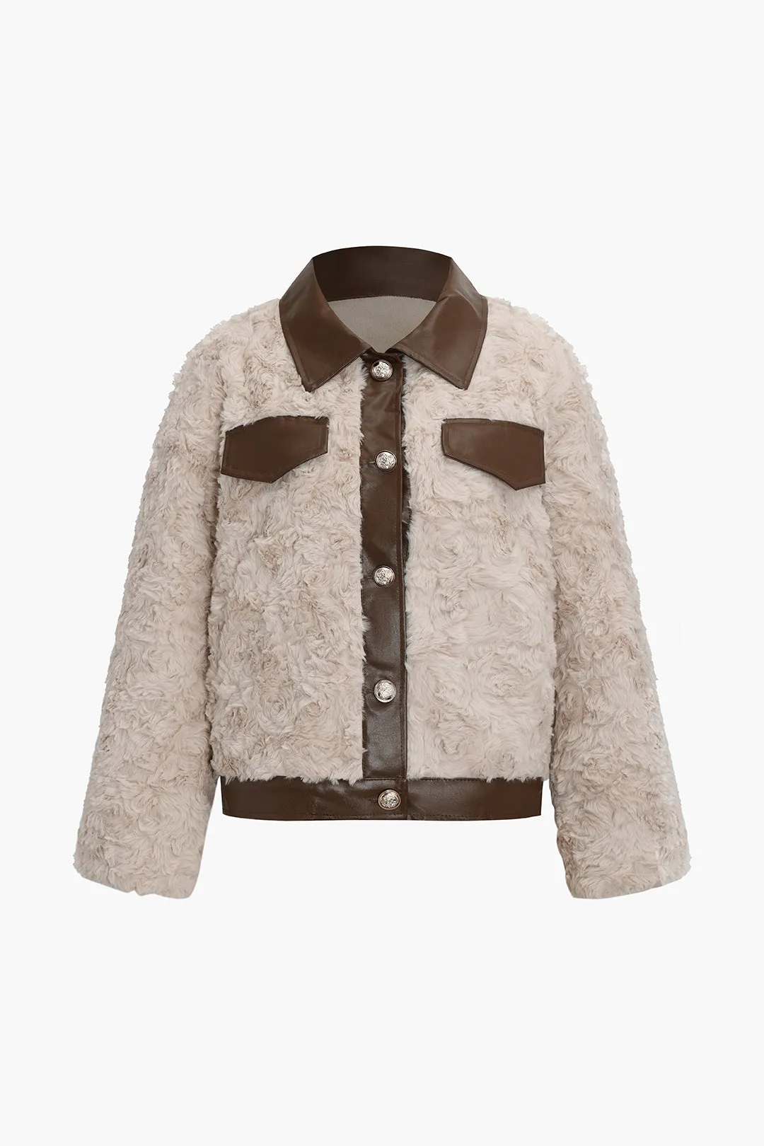 Faux Leather Fur Patchwork Jacket sold by Micas