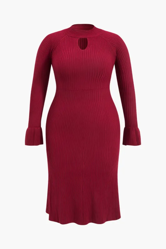 Plus Size Knit Bell Sleeves Long Sleeve Dress sold by Micas
