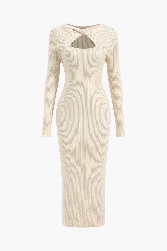 Twist Cut Out Long Sleeve Sweater Dress sold by Micas