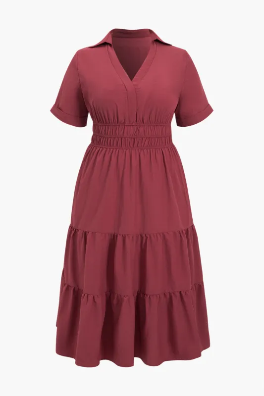 Plus Size V-hals kortærmet midikjole sold by Micas
