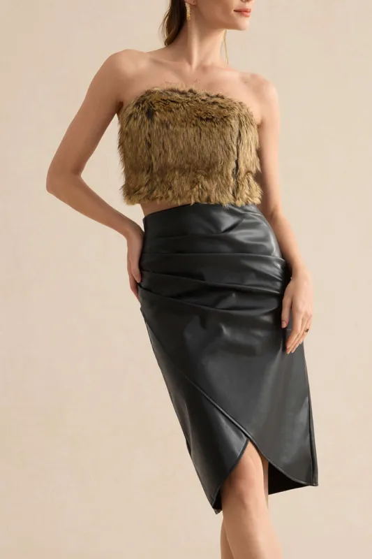 Faux Fur Strapless Tube Top sold by Micas