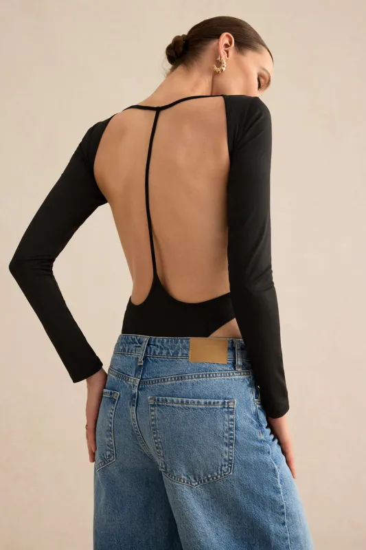 Rygfri skåret ud langærmet bodysuit sold by Micas