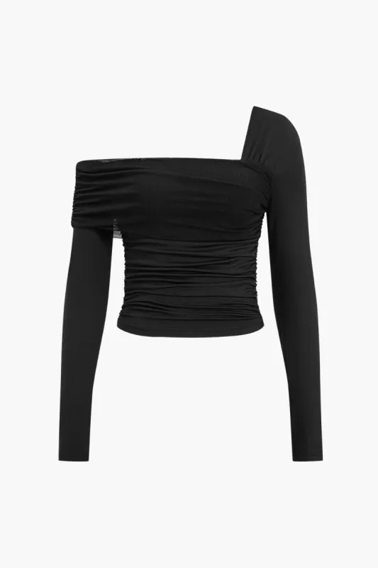 Mesh asymmetrisk T-shirt sold by Micas