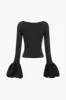 Puff Sleeve Patchwork Longærme top sold by Micas