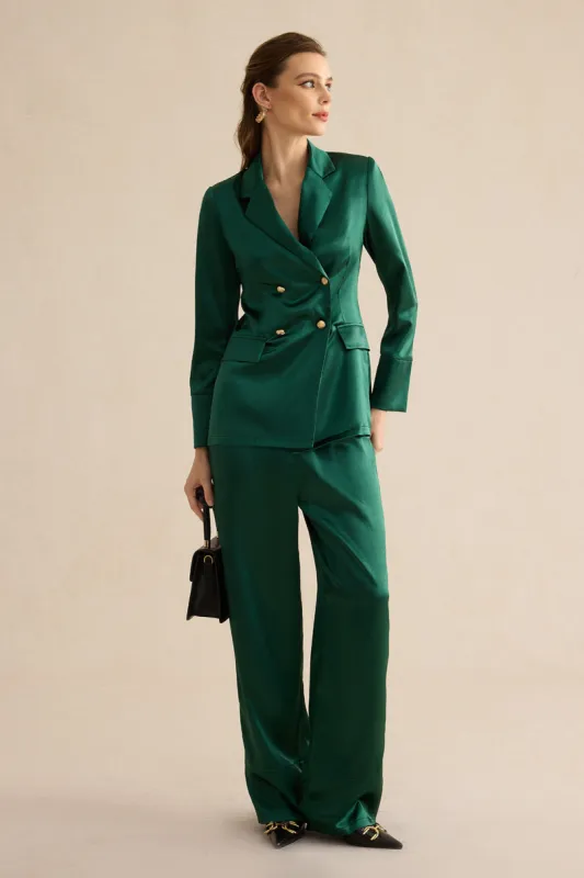 Satin Button Blazer And Trousers Set sold by Micas