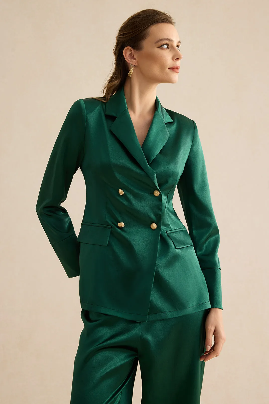 Satin Button Blazer And Trousers Set sold by Micas product image thumbnail 3