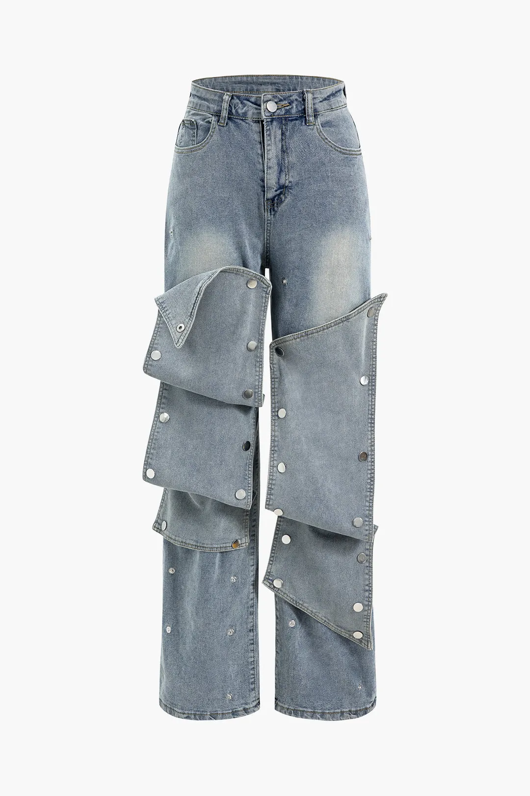 Patchwork jeans med knapdetaljer sold by Micas
