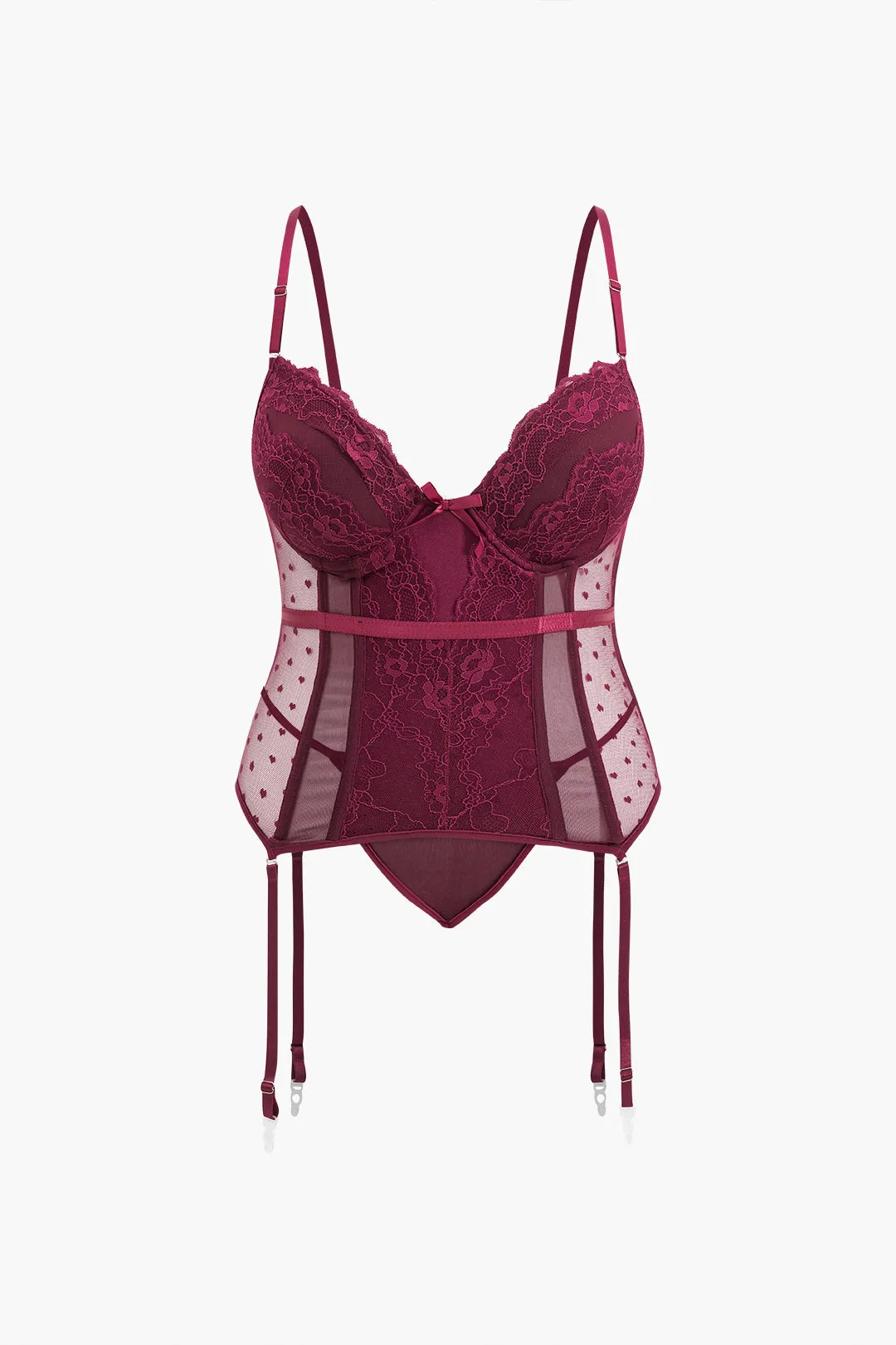 Plus størrelse mesh underwire knap binding lingeri bodysuit sold by Micas