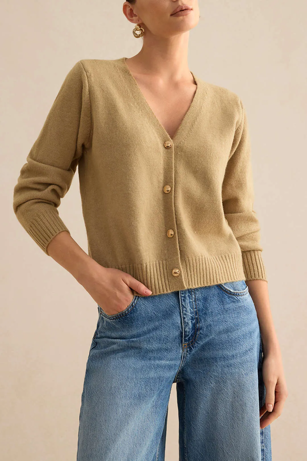 Sweater V-Neck Long-Sleeve Top sold by Micas