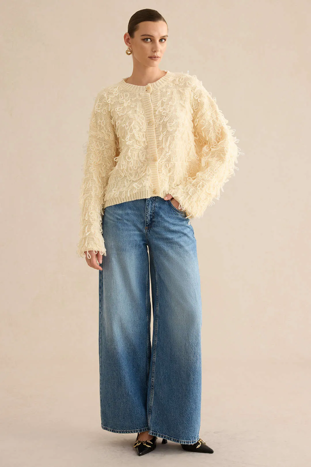 Sweater Fringe Button Cardigan sold by Micas product image thumbnail 3