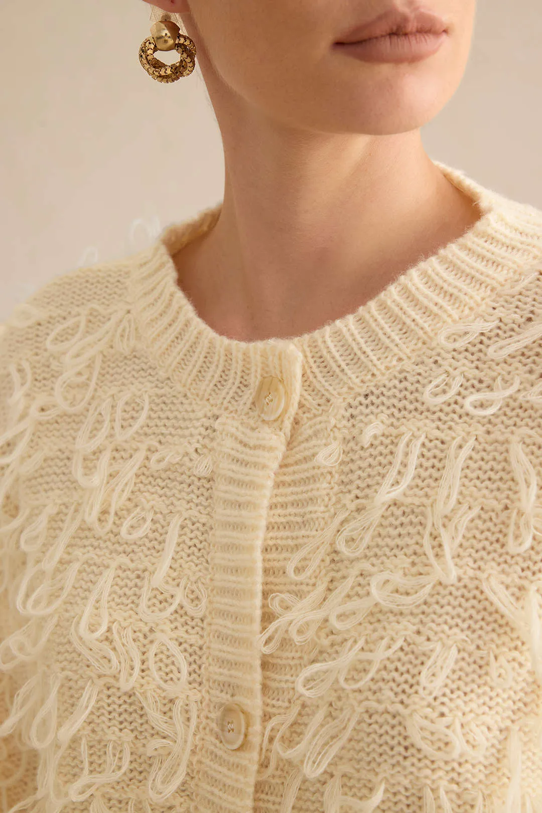 Sweater Fringe Button Cardigan sold by Micas product image thumbnail 4