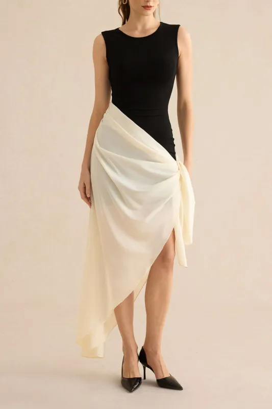 Tie Knot Ruched Sleeveless Maxi Dress sold by Micas