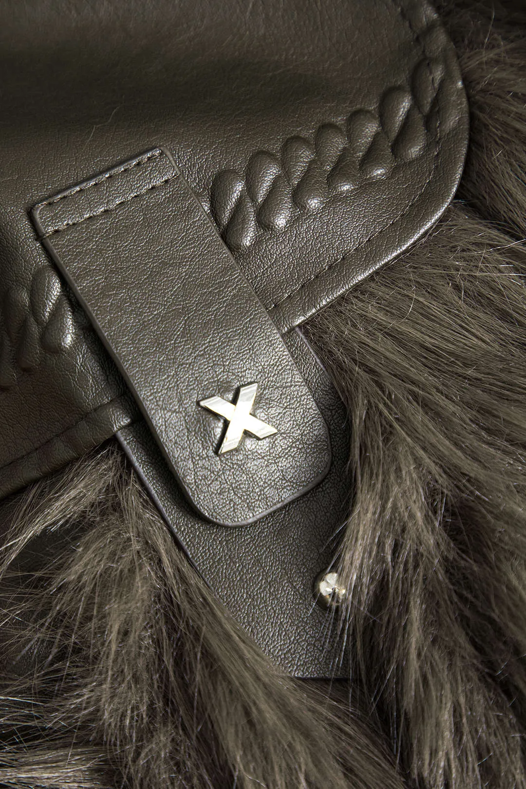 Patchwork frakke i imiteret læderpels sold by Micas product image thumbnail 5