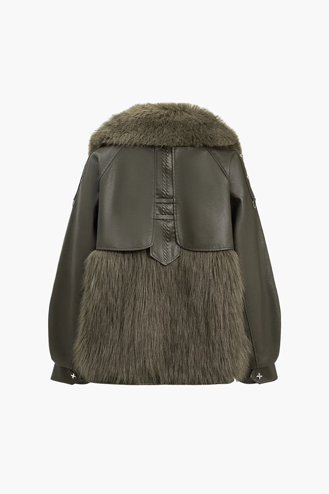 Patchwork frakke i imiteret læderpels sold by Micas product image thumbnail 3