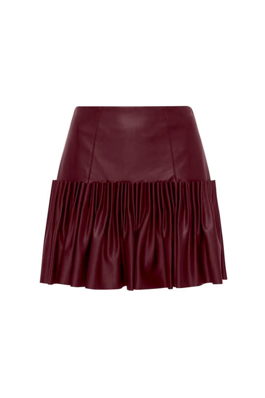 Ruched nederdel i imiteret læder sold by Micas