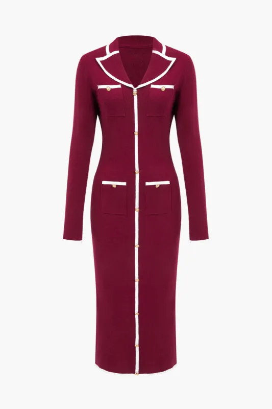 Strik langærmet knaplommekjole sold by Micas