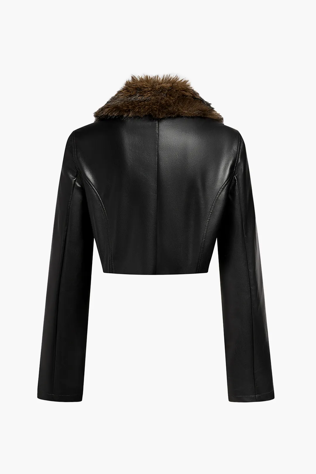 Faux læder pels knap patchwork jakke sold by Micas product image thumbnail 2