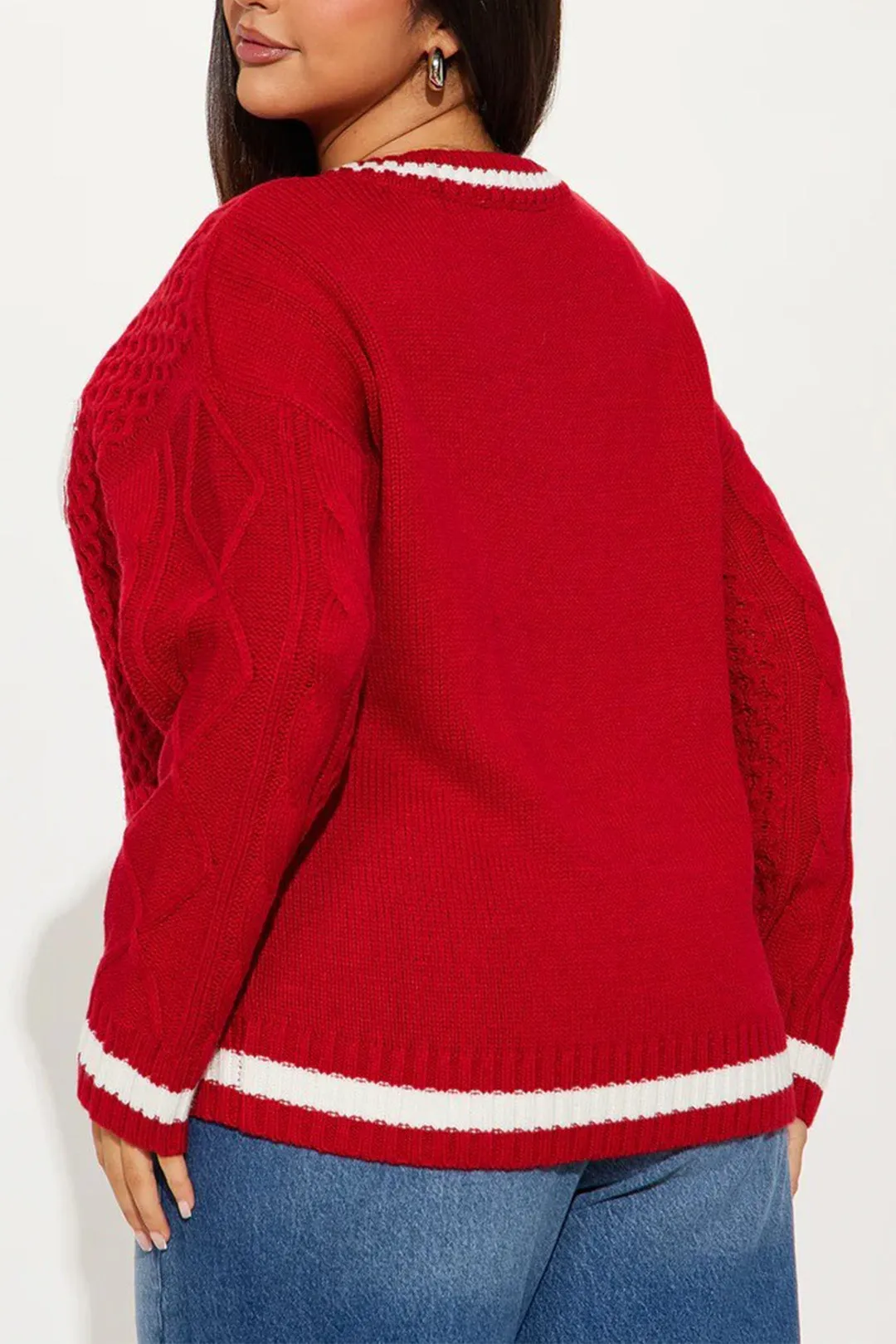 Plus Size Knit 3D Embroidery Long-Sleeve Top sold by Micas product image thumbnail 2