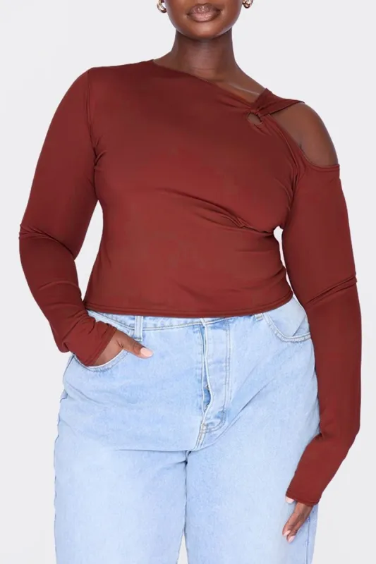 Plus Size Twist Knot Long-Sleeve Top sold by Micas