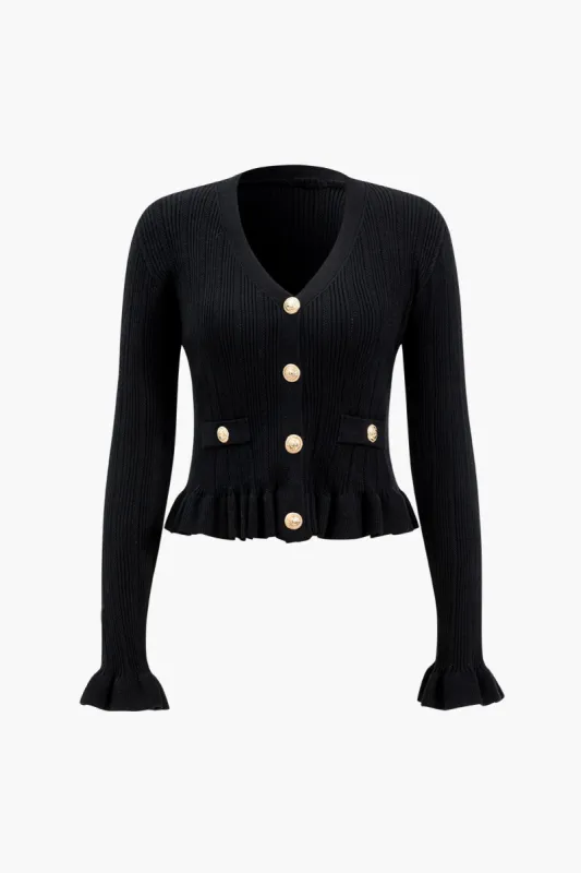 Knit V-Neck Long-Sleeve Top sold by Micas