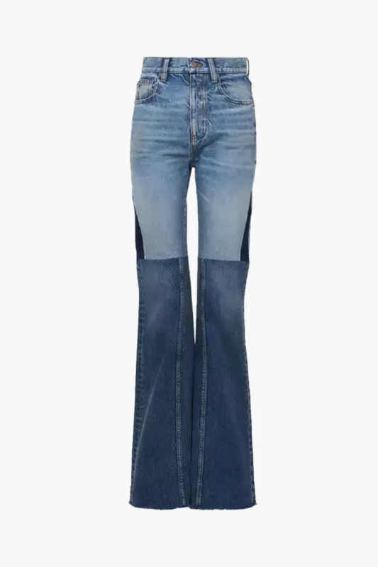 Denim Patchwork jeans med lige ben sold by Micas