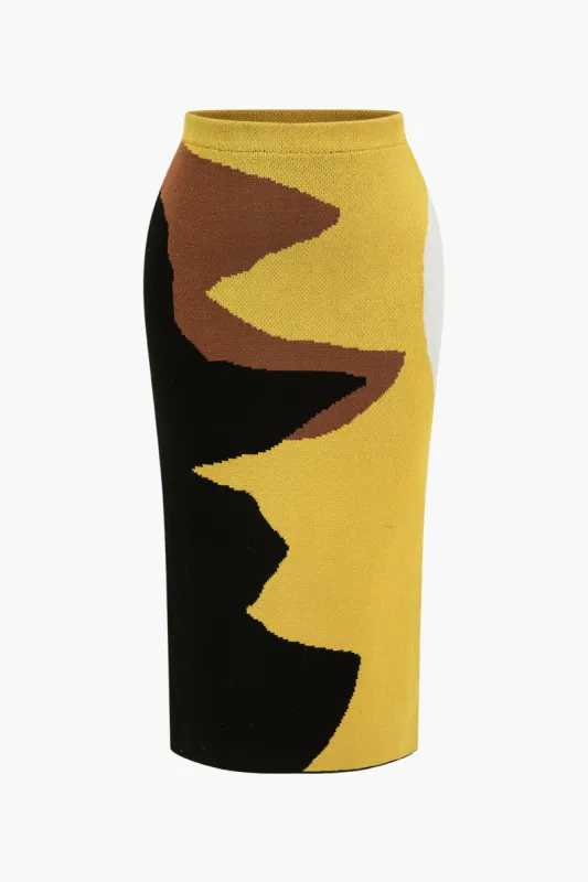 Plus Size Kontrast Strik nederdel sold by Micas