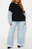 Plus Size Knit Denim Patchwork Long-Sleeve Top sold by Micas