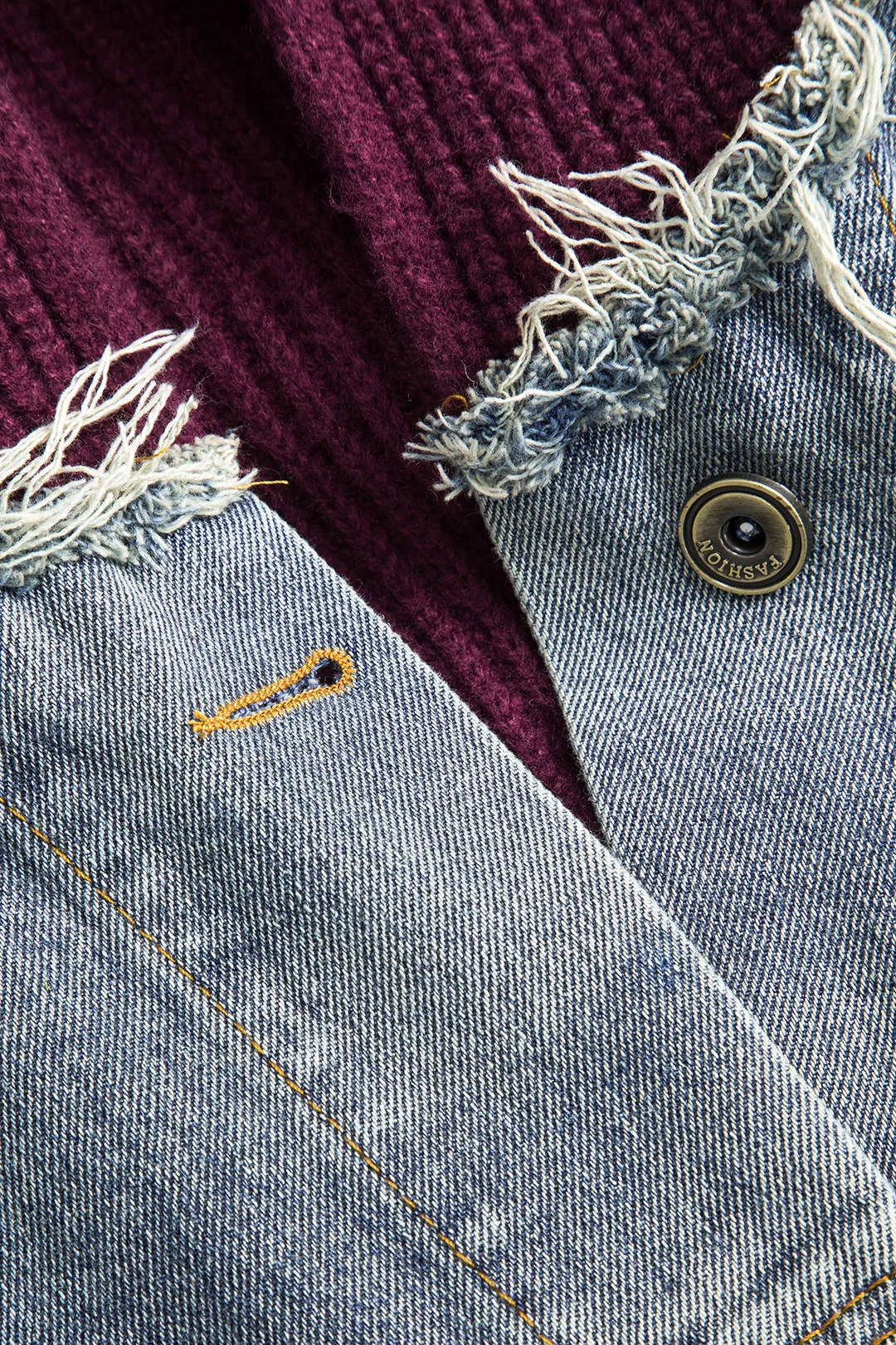 Hooded Knit Patchwork Denim Outerwear sold by Micas product image thumbnail 4