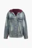 Hooded Knit Patchwork Denim Outerwear sold by Micas
