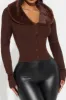 Button Patchwork Fur Long-Sleeve Top sold by Micas