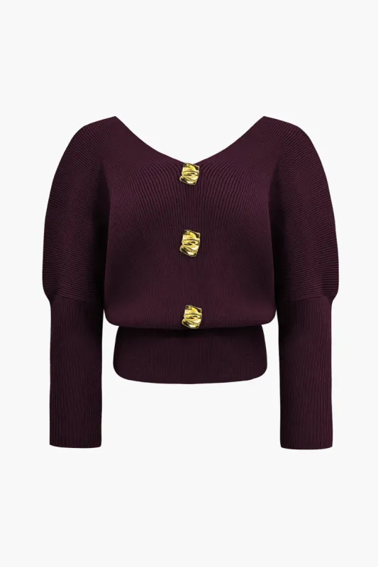 Plus størrelse strik lanterne ærme langærmet top sold by Micas