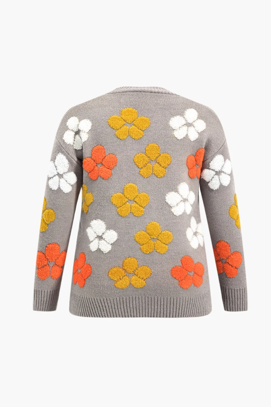 Plus Size Floral Pattern Knit Button Cardigan sold by Micas product image thumbnail 2