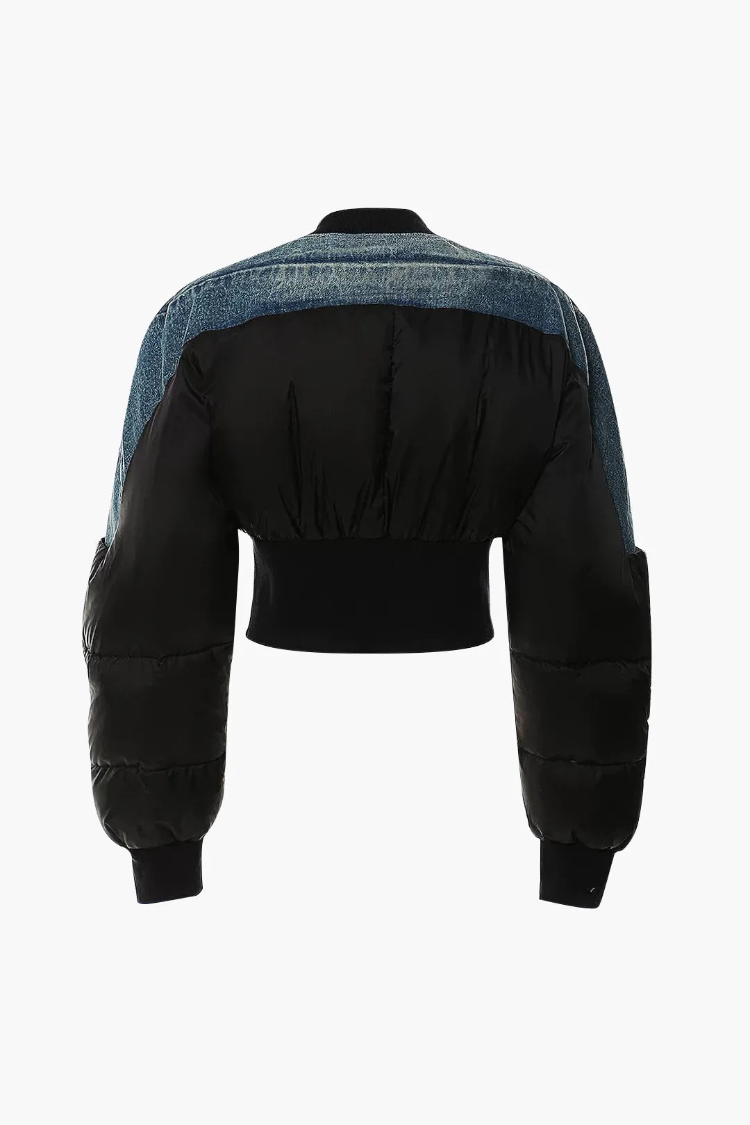 Denim patchwork lynlås detaljeret jakke sold by Micas product image thumbnail 2