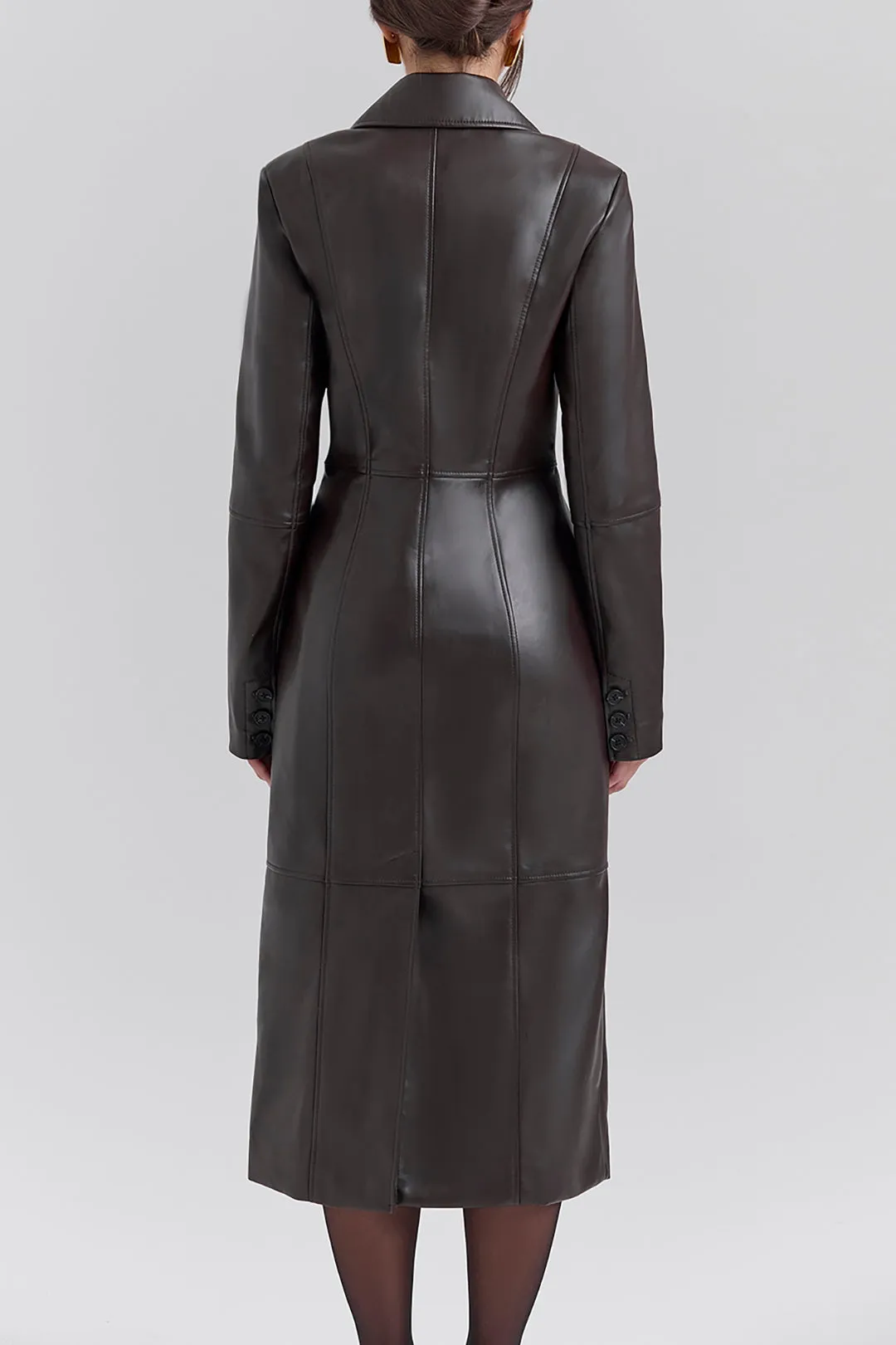 Faux Leather Fur Button Patchwork Coat sold by Micas product image thumbnail 2