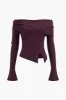 Off Shoulder DrawString Sweater Longærme top sold by Micas