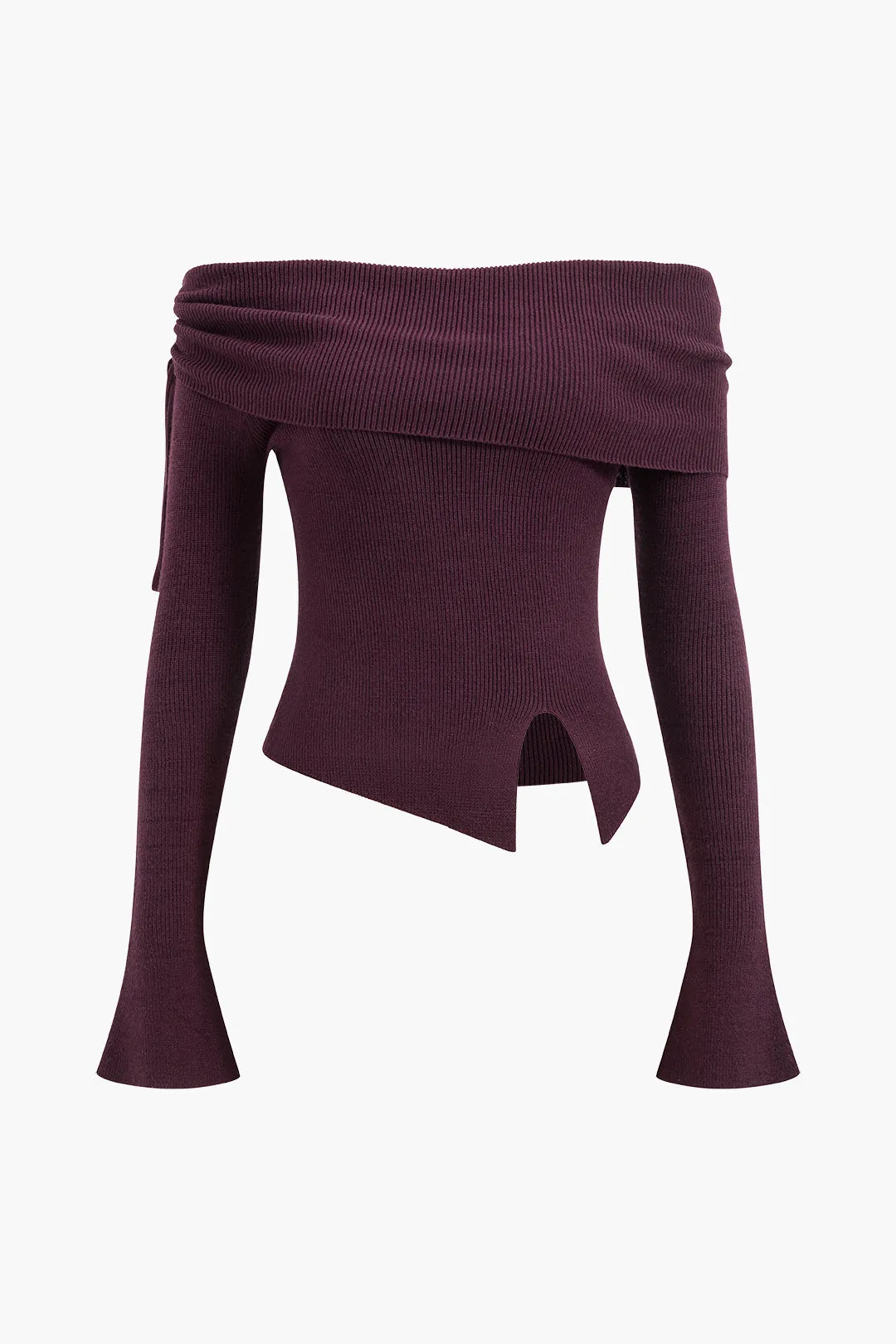 Off Shoulder DrawString Sweater Longærme top sold by Micas