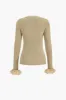 Sweater metallisk knap V-hals langærmet top sold by Micas